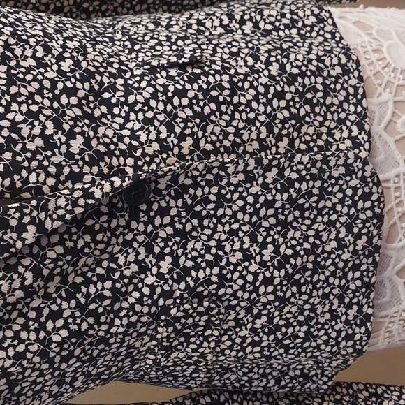 CHARTER CLUB Black and White Small Leaf Print One Buttoned Blazer - Picture 3 of 12